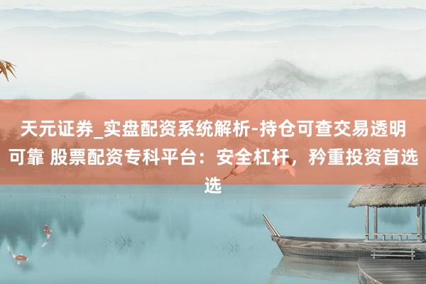 天元证券_实盘配资系统解析-持仓可查交易透明可靠 股票配资专科平台:安全杠杆,矜重投资首选