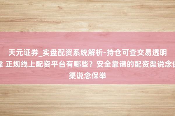天元证券_实盘配资系统解析-持仓可查交易透明可靠 正规线上配资平台有哪些？安全靠谱的配资渠说念保举