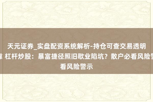 天元证券_实盘配资系统解析-持仓可查交易透明可靠 杠杆炒股:暴富捷径照旧歇业陷坑?散户必看风险警示