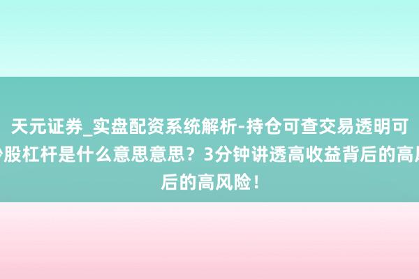 天元证券_实盘配资系统解析-持仓可查交易透明可靠 炒股杠杆是什么意思意思？3分钟讲透高收益背后的高风险！