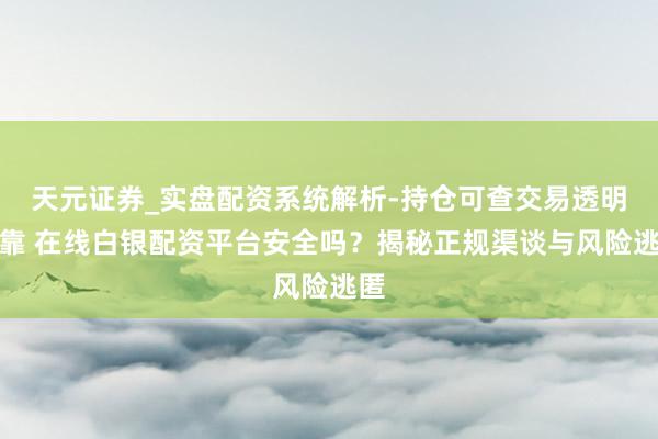 天元证券_实盘配资系统解析-持仓可查交易透明可靠 在线白银配资平台安全吗？揭秘正规渠谈与风险逃匿