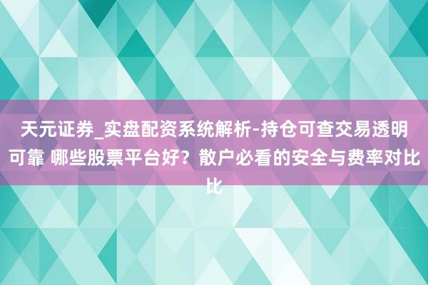 天元证券_实盘配资系统解析-持仓可查交易透明可靠 哪些股票平台好？散户必看的安全与费率对比