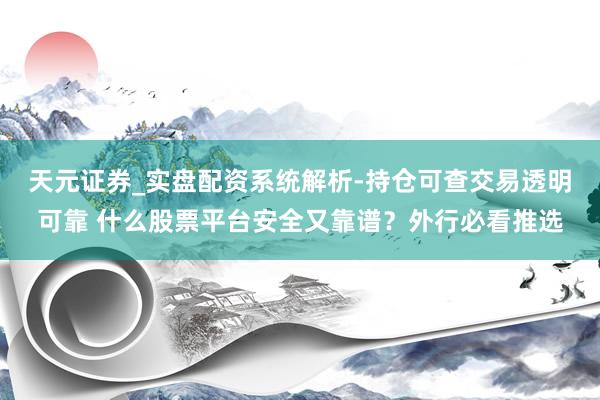 天元证券_实盘配资系统解析-持仓可查交易透明可靠 什么股票平台安全又靠谱？外行必看推选