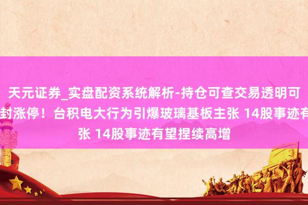 天元证券_实盘配资系统解析-持仓可查交易透明可靠 千亿巨头封涨停！台积电大行为引爆玻璃基板主张 14股事迹有望捏续高增