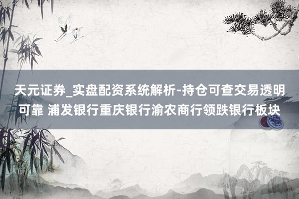 天元证券_实盘配资系统解析-持仓可查交易透明可靠 浦发银行重庆银行渝农商行领跌银行板块