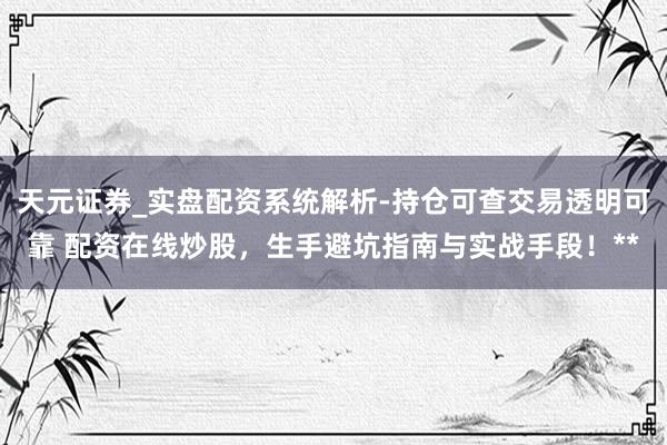 天元证券_实盘配资系统解析-持仓可查交易透明可靠 配资在线炒股，生手避坑指南与实战手段！**