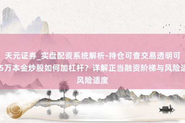 天元证券_实盘配资系统解析-持仓可查交易透明可靠 5万本金炒股如何加杠杆？详解正当融资阶梯与风险适度